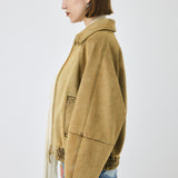 FAUX SUEDE GATHER BLOUSE