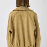 FAUX SUEDE GATHER BLOUSE