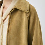 FAUX SUEDE GATHER BLOUSE