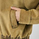 FAUX SUEDE GATHER BLOUSE