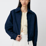 FAUX SUEDE GATHER BLOUSE