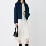 FAUX SUEDE GATHER BLOUSE