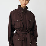 BELTED CARGO JACKET Brown / Free