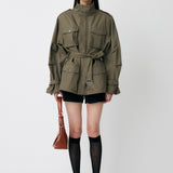 BELTED CARGO JACKET Khaki / Free