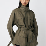BELTED CARGO JACKET Khaki / Free