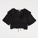 FLOWER PATTERN FRILLS TOP