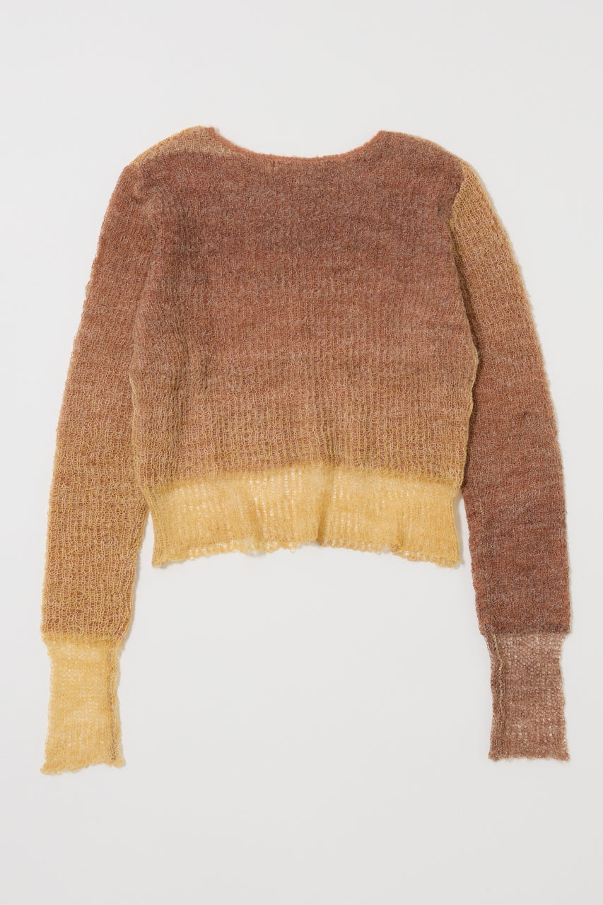 GRADATION CROPPED KNIT TOP Beige / Free