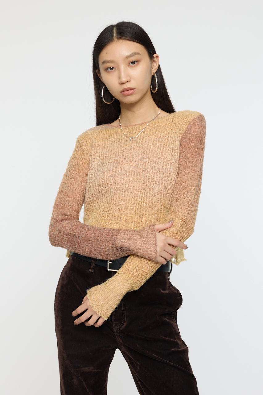 GRADATION CROPPED KNIT TOP Beige / Free