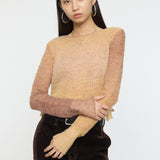 GRADATION CROPPED KNIT TOP Beige / Free