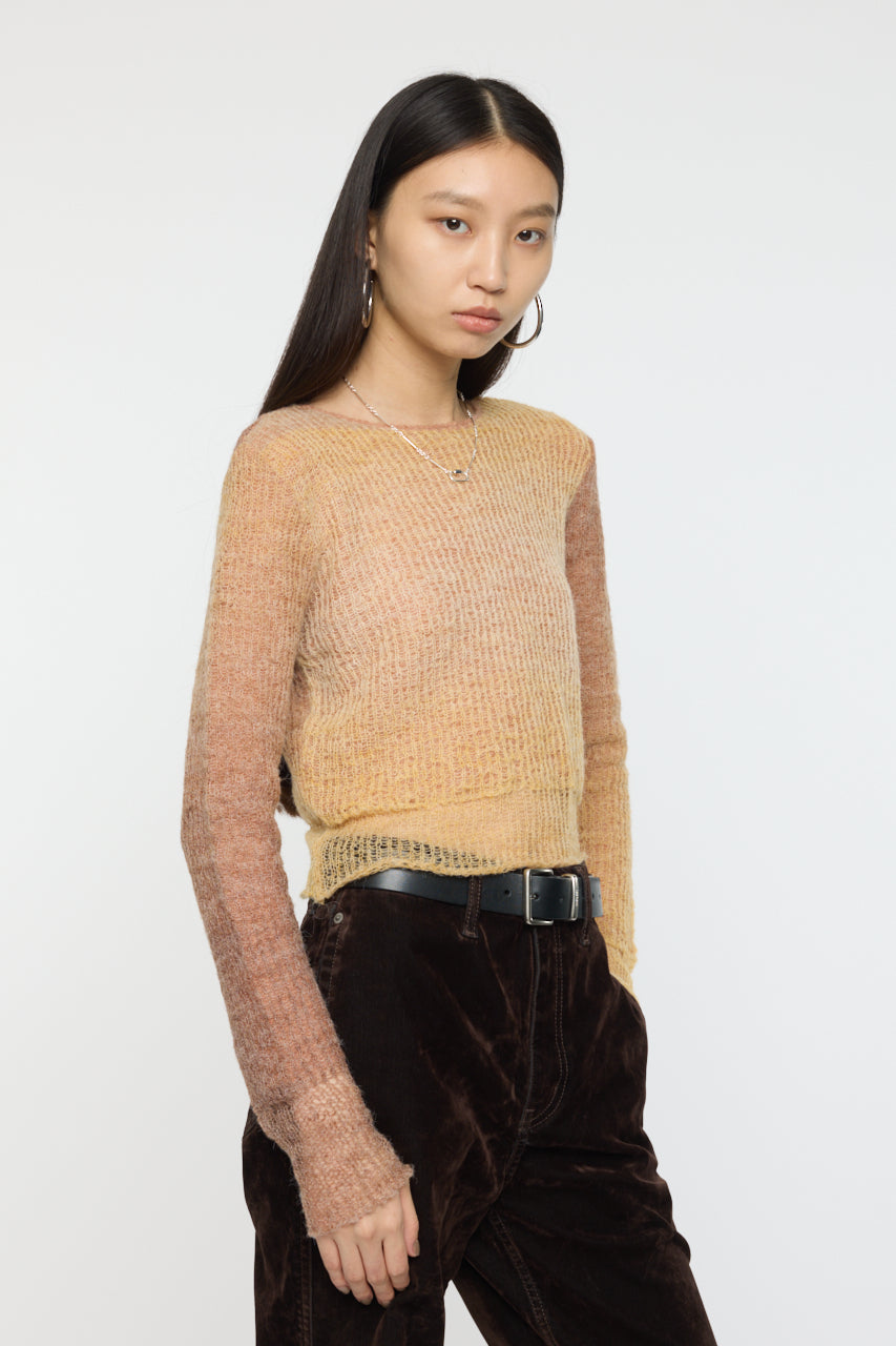 GRADATION CROPPED KNIT TOP Beige / Free