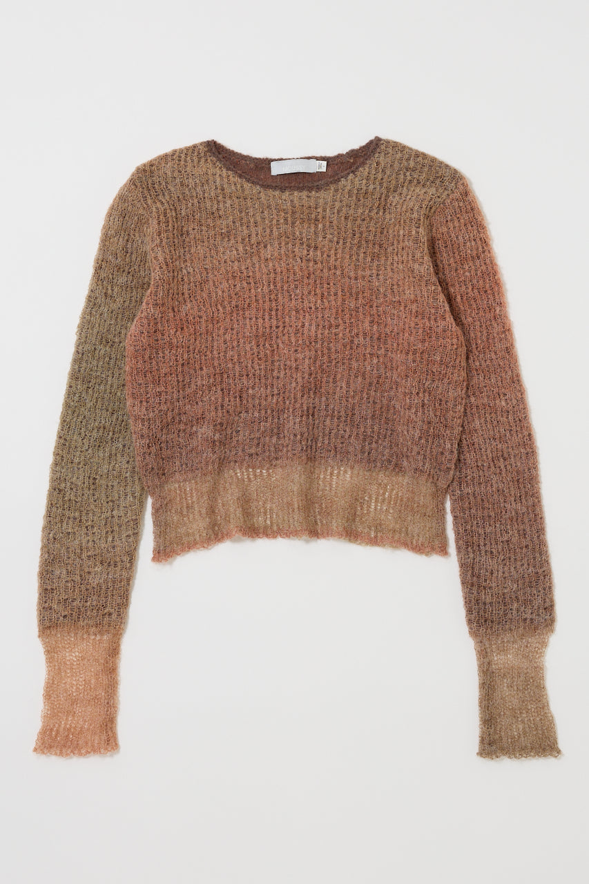 GRADATION CROPPED KNIT TOP Orange / Free