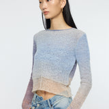 GRADATION CROPPED KNIT TOP Purple / Free