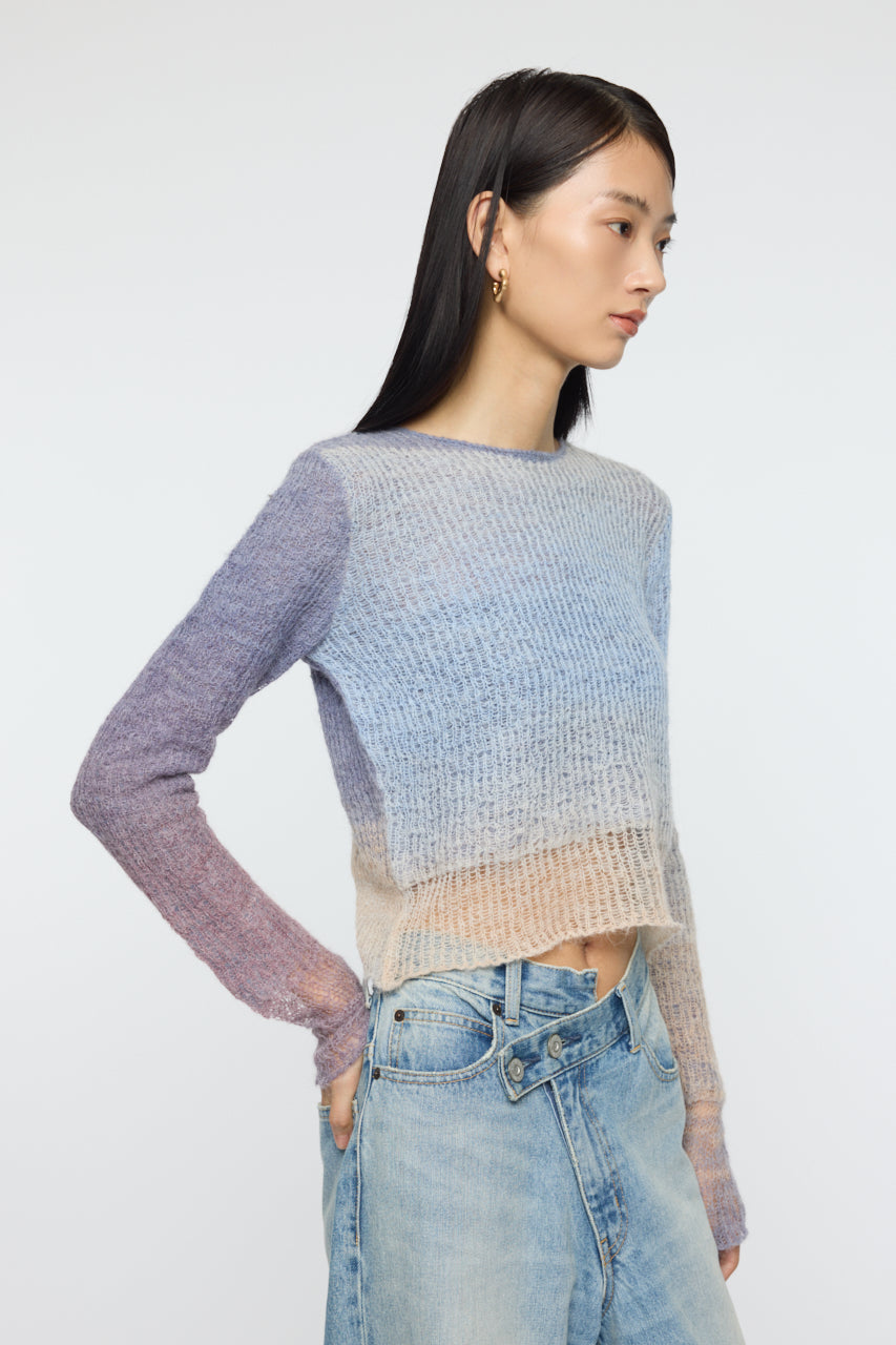 GRADATION CROPPED KNIT TOP Purple / Free