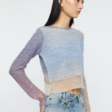 GRADATION CROPPED KNIT TOP Purple / Free