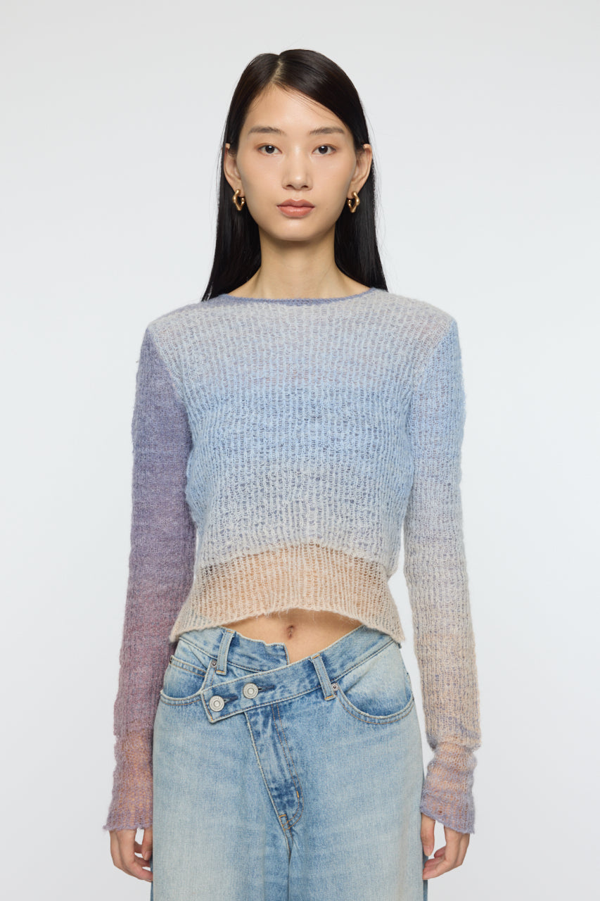 GRADATION CROPPED KNIT TOP Purple / Free