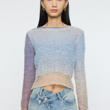 GRADATION CROPPED KNIT TOP Purple / Free