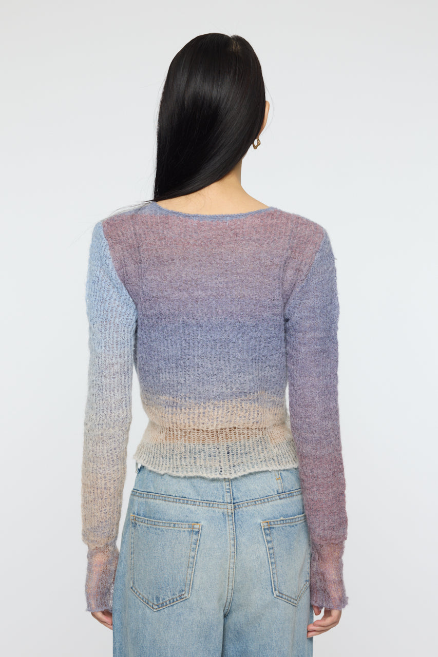 GRADATION CROPPED KNIT TOP Purple / Free