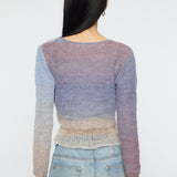 GRADATION CROPPED KNIT TOP Purple / Free
