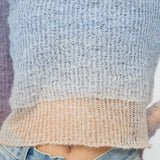 GRADATION CROPPED KNIT TOP Purple / Free