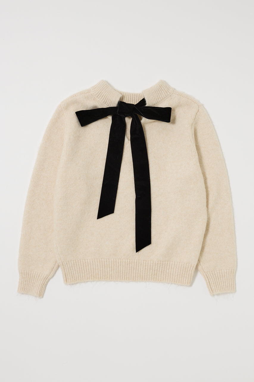 BACK RIBBON SWEATER Ivory / Free