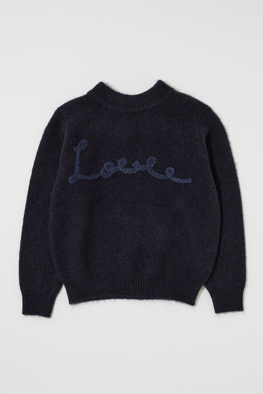 BACK RIBBON SWEATER Navy / Free