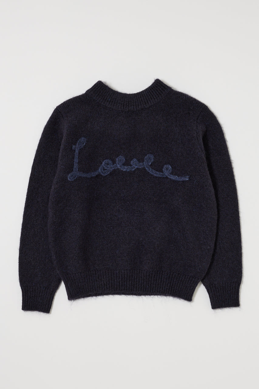 BACK RIBBON SWEATER Navy / Free