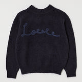 BACK RIBBON SWEATER Navy / Free