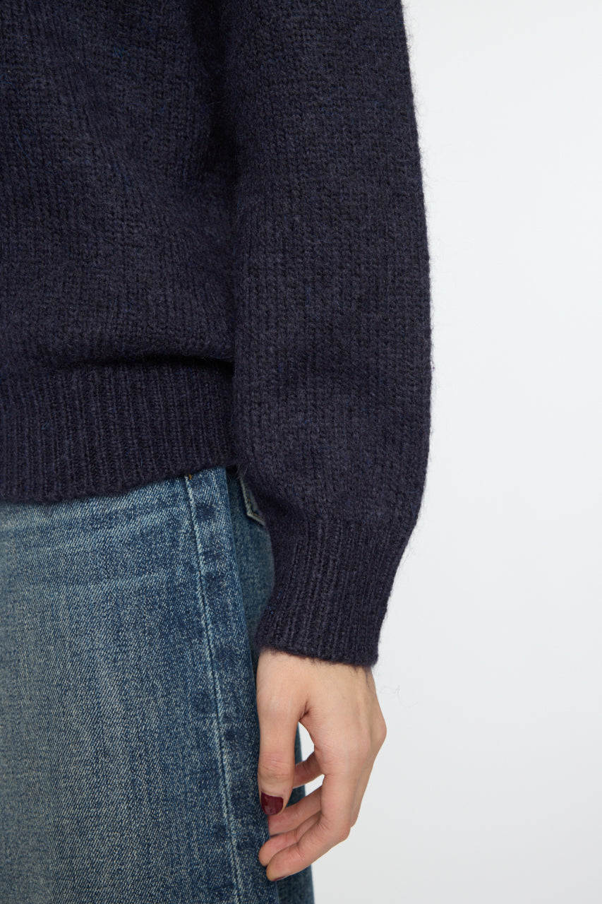 BACK RIBBON SWEATER Navy / Free