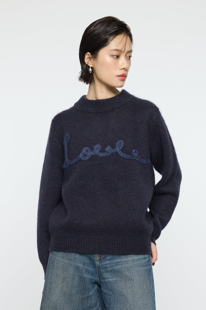 BACK RIBBON SWEATER Navy / Free