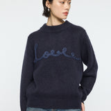 BACK RIBBON SWEATER Navy / Free
