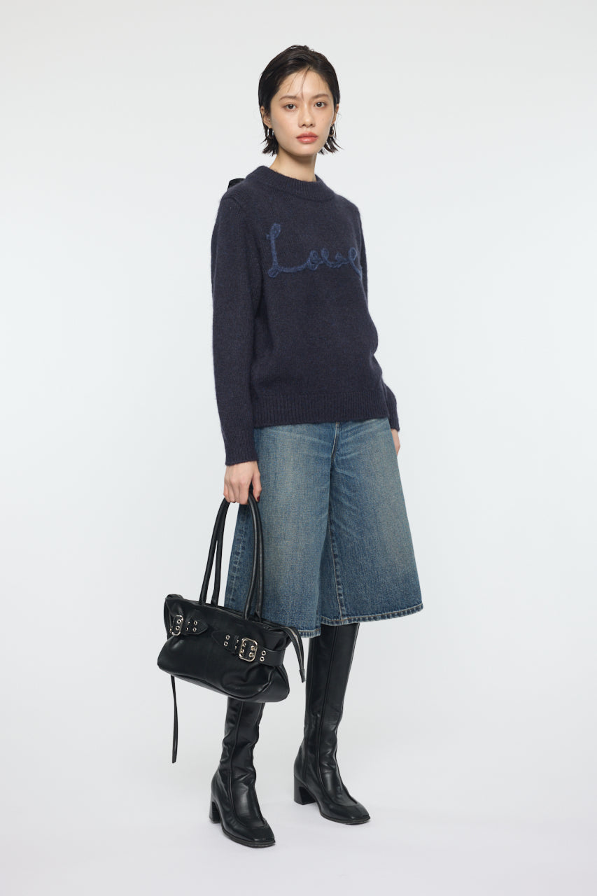 BACK RIBBON SWEATER Navy / Free