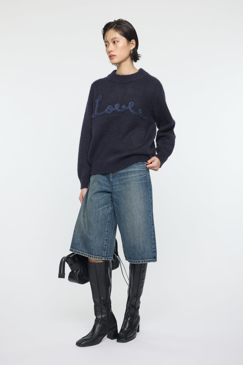 BACK RIBBON SWEATER Navy / Free