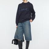 BACK RIBBON SWEATER Navy / Free