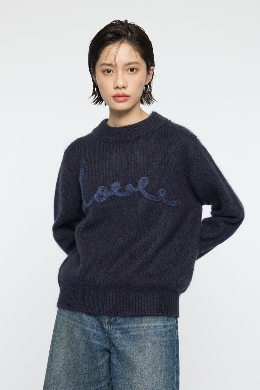 BACK RIBBON SWEATER Navy / Free