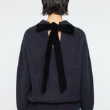 BACK RIBBON SWEATER Navy / Free