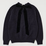 BACK RIBBON SWEATER Navy / Free