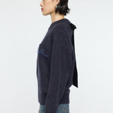 BACK RIBBON SWEATER Navy / Free