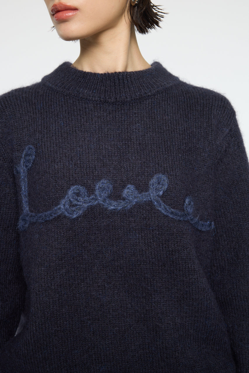 BACK RIBBON SWEATER Navy / Free