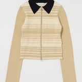 STRIPE ZIP UP KNIT SHIRT Ivory / Free