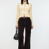 STRIPE ZIP UP KNIT SHIRT Ivory / Free