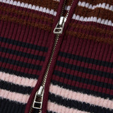 STRIPE ZIP UP KNIT SHIRT Multi Bordeaux / Free