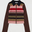 STRIPE ZIP UP KNIT SHIRT Multi Brown / Free