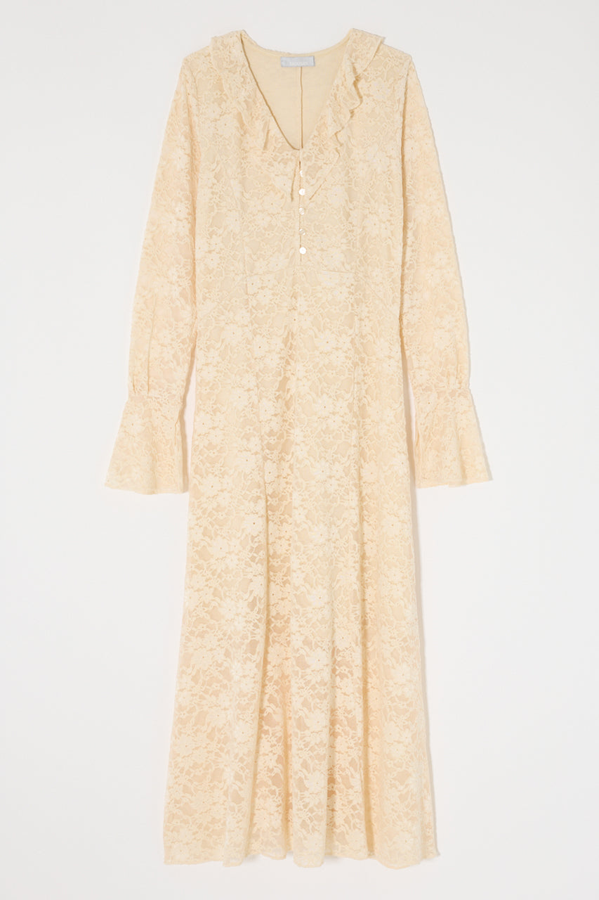 FLOCKY LACE DRESS Ivory / 1 (S)