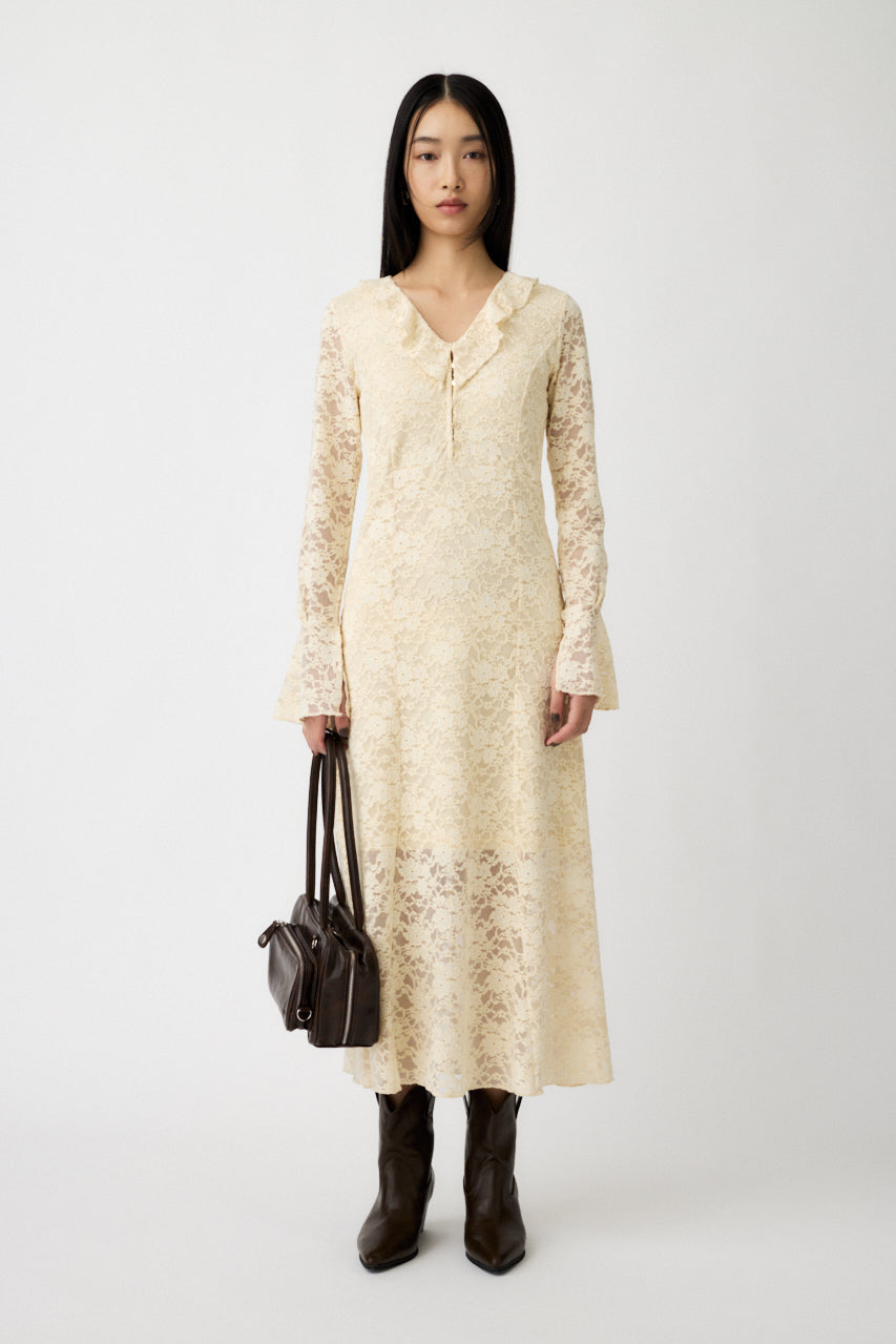 FLOCKY LACE DRESS Ivory / 1 (S)