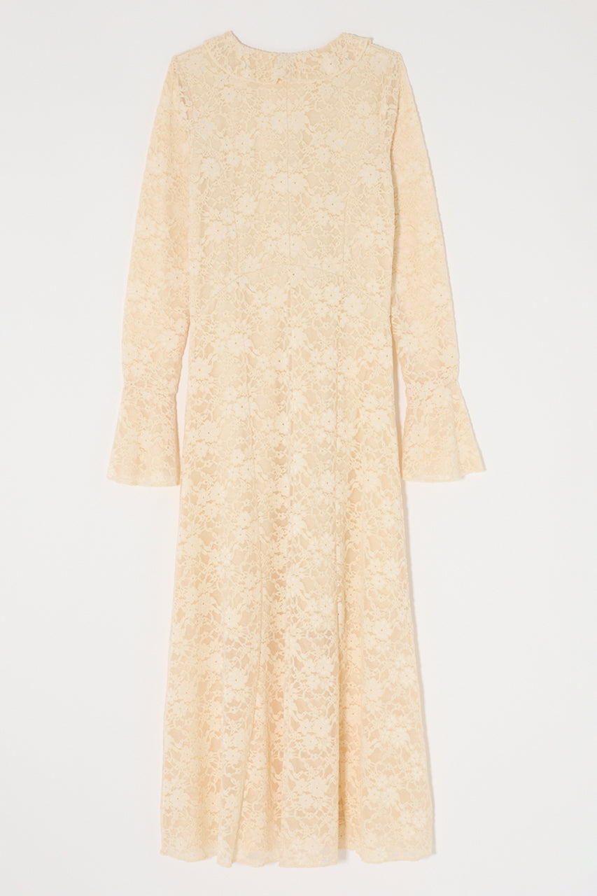 FLOCKY LACE DRESS Ivory / 1 (S)