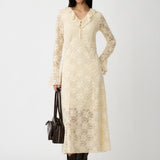 FLOCKY LACE DRESS Ivory / 1 (S)