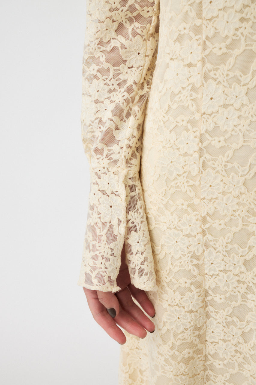 FLOCKY LACE DRESS Ivory / 1 (S)