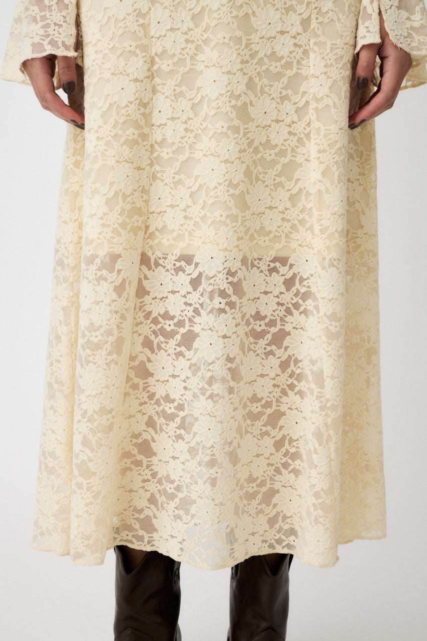 FLOCKY LACE DRESS Ivory / 1 (S)