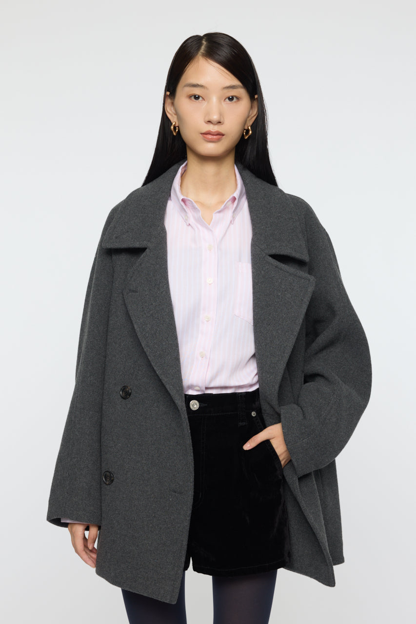 DOUBLE BREASTED MID COAT Charcoal / 1 (S)
