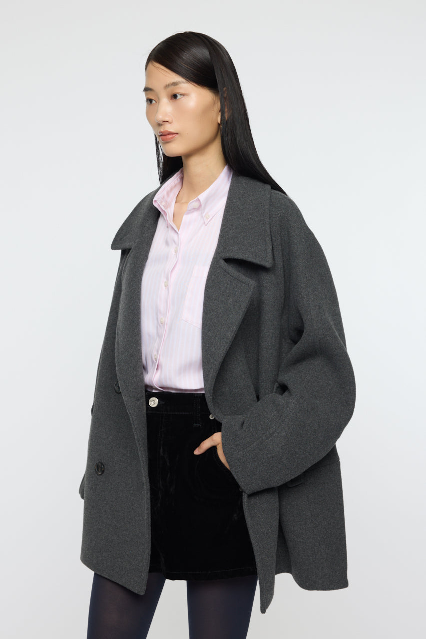 DOUBLE BREASTED MID COAT Charcoal / 1 (S)